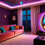 **Prompt 1: Cozy Home Transformation**
    A stylish, cozy Italian living room at dusk, bathed in the magical, dancing reflections of a mini disco ball projector. Soft, multicolored light patterns shimmer across the walls, ceiling, and furniture, creating an immersive and relaxing atmosphere perfect for a home cinema night or quiet relaxation. Focus on the interplay of light and shadow, the vibrant yet gentle glow.