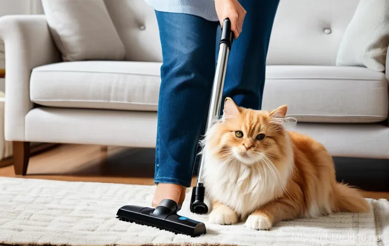 소형 미니 청소기의 활용 방법 - Prompt 1: Effortless Pet Hair Removal at Home**