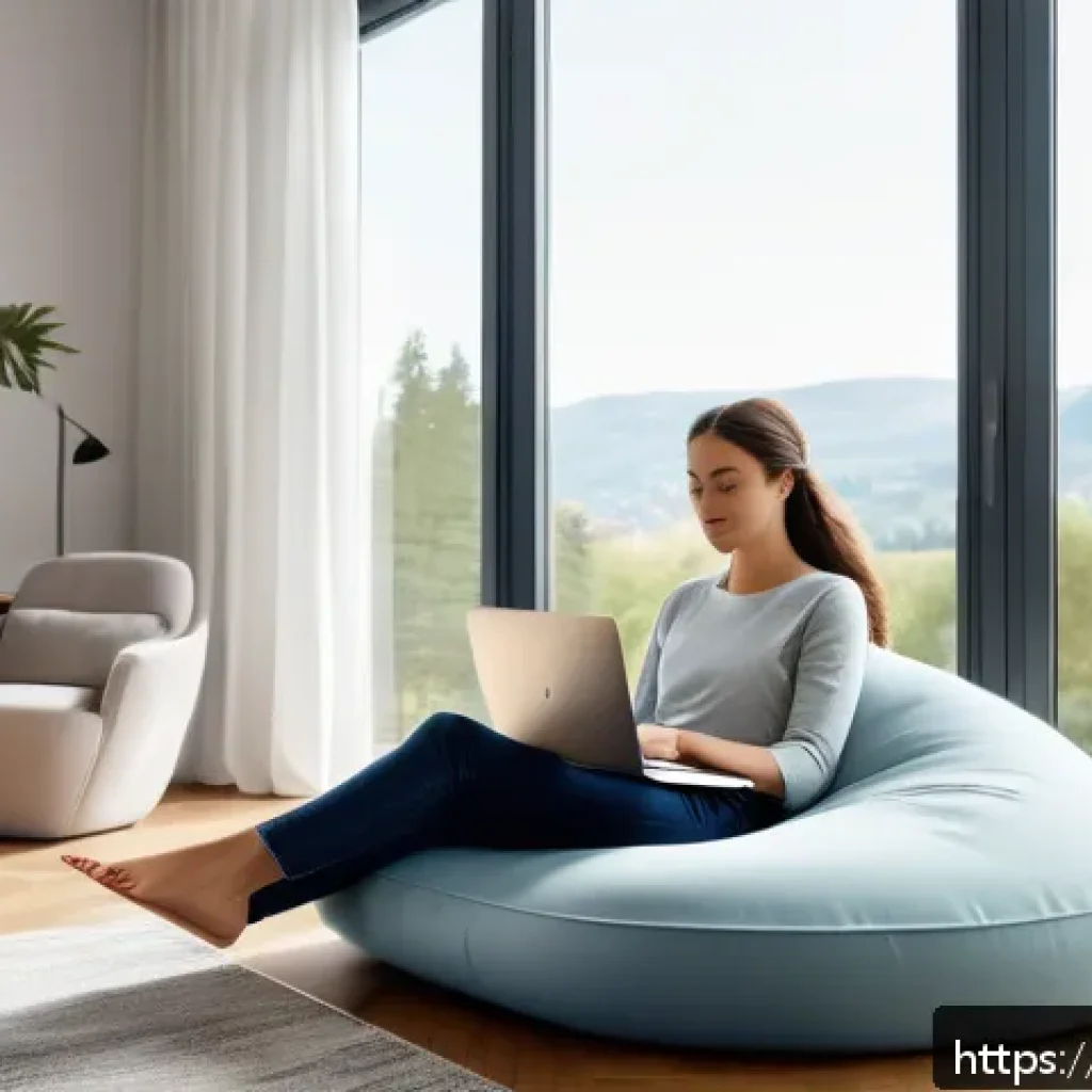 다기능 쿠션의 활용 방법 - A cozy modern living room scene featuring a multifunctional ergonomic cushion placed behind a seated...