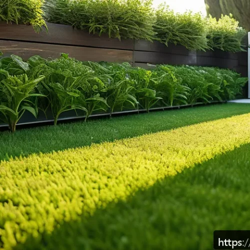 Home 31 스마트 잔디 관리 장치 추천 - A modern Italian suburban garden featuring an automatic irrigation system with sleek, discreet soil ...